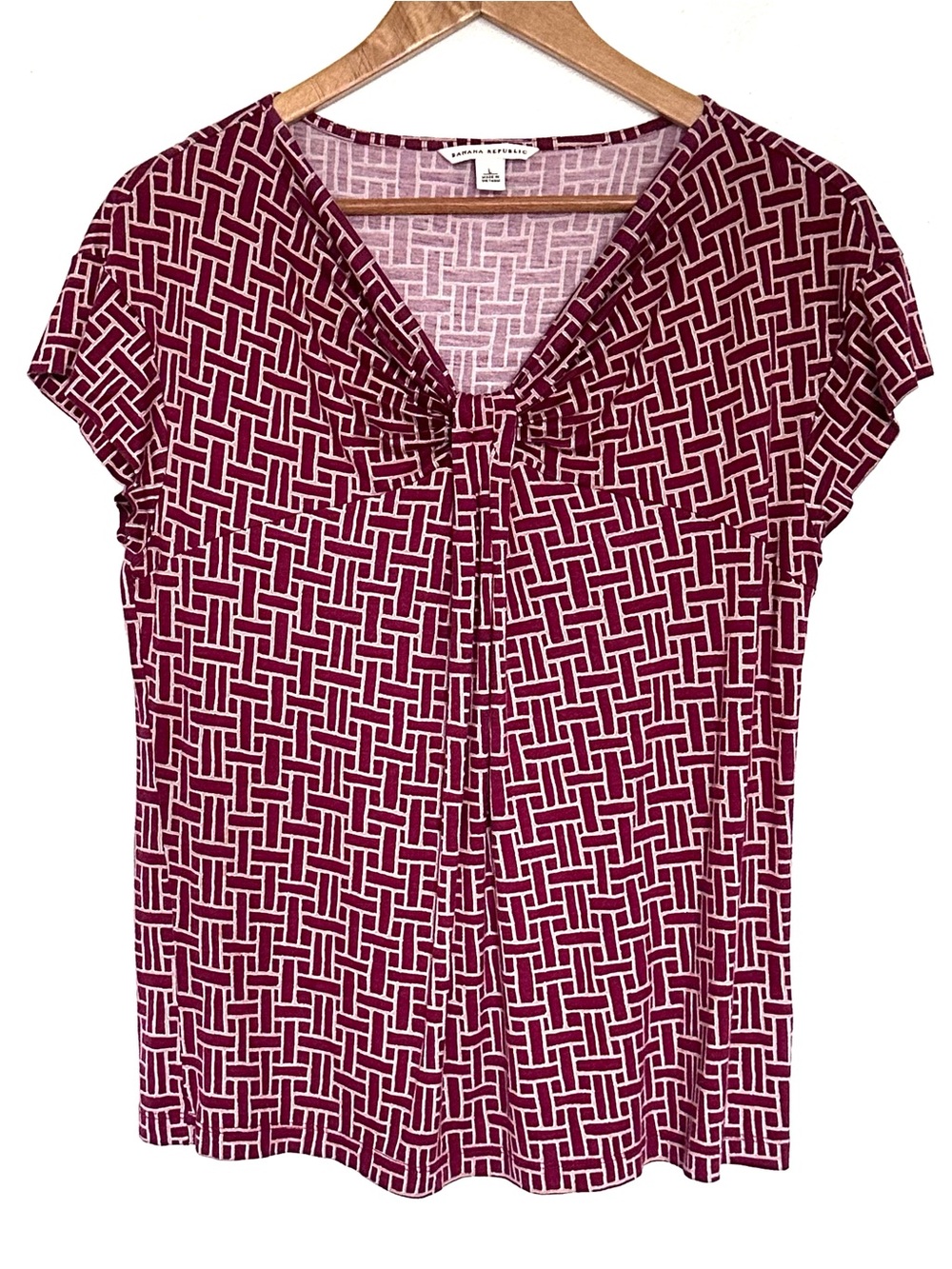 Banana Republic Shirt Women’s Large Geometric Short Sleeve Lightweight Top